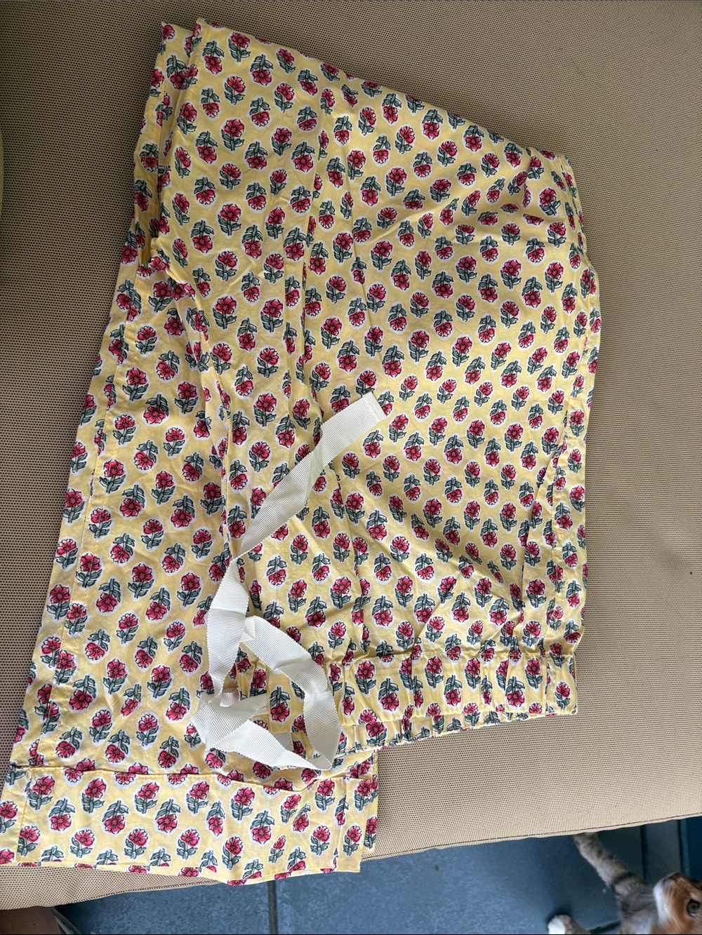 J. Crew Yellow Floral Drawstring Pajama Pants with Red Flowers NWOT